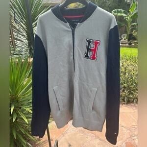 ▶️ Tommy Hilfiger ◀️ Color Block Zip Sweater Jacket with  Logo Patch